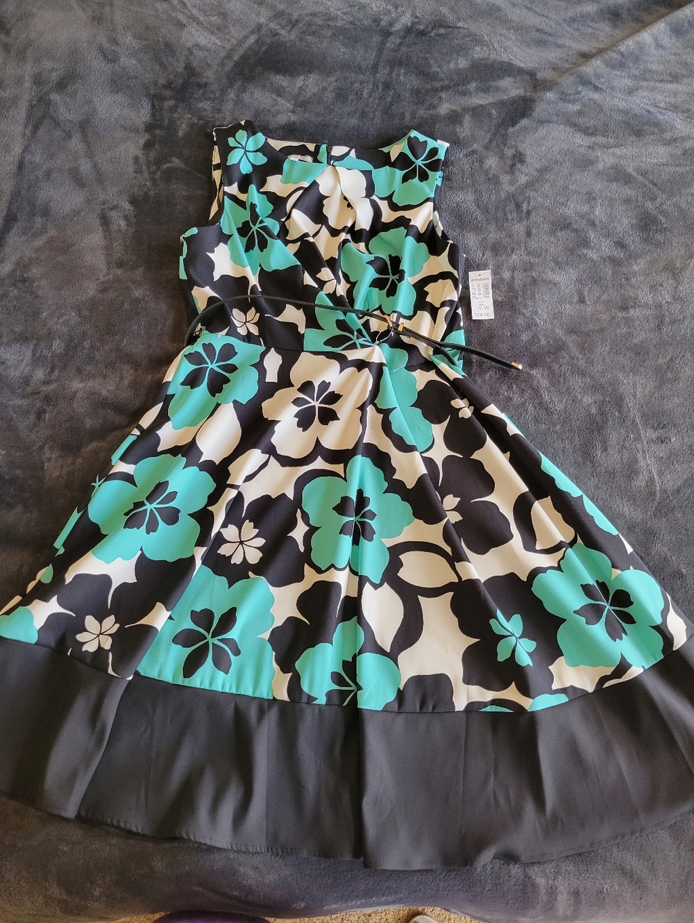 Dressbarn Floral Print Knee-Length Dress With Belt